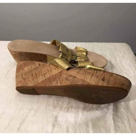 Nine West Sz 9 Gold Platform Sandals - Picture 5 of 5